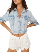 Free People Brando Cropped Denim Jacket In Malta Wash