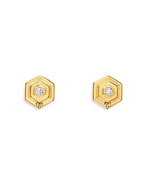 Temple St. Clair 18k Yellow Gold Beehive Diamond Stud Earrings
