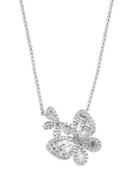 Bloomingdale's Diamond Round And Baguette Butterfly Pendant Necklace In 14k White Gold, 1.10 Ct. T.w. - 100% Exclusive