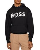 Boss Iconic Cotton Logo Print Oversized Fit Hoodie