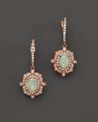 Opal And Diamond Antique Inspired Drop Earrings In 14k Rose Gold