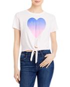 Sundry Ombre Heart Tie Front Top