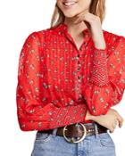 Free People Flowers In December Pintucked Blouse