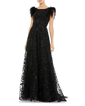 Mac Duggal Feather Sequin Gown