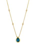 Blue Topaz And Diamond Pear-shaped Pendant Necklace In 14k Yellow Gold, 16 - 100% Exclusive