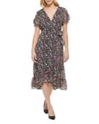 Karl Lagerfeld Paris Floral Print Wrap Midi Dress