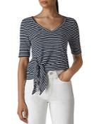 Whistles Striped Tie-front Tee