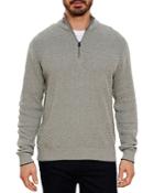 Robert Graham Hervey Cotton Basketweave Knit Classic Fit Quarter Zip Mock Neck Sweater