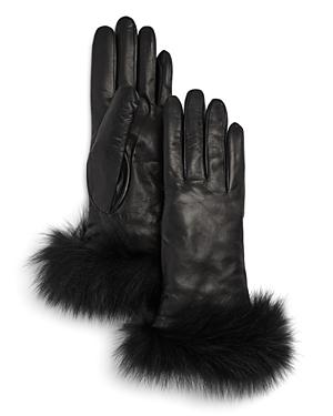 Bloomingdale's Fox-fur Trimmed Leather Gloves - 100% Exclusive