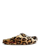 Marni Men's Leopard Faux Fur Fussbett Slip On Clogs