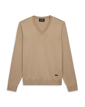 The Kooples V Neck Leather Tag Sweater