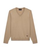 The Kooples V Neck Leather Tag Sweater