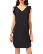 Vince Camuto Flutter Shoulder Crinkle Twill Dress