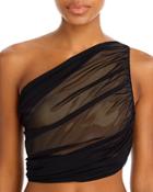 Norma Kamali Diana Mesh One Shoulder Swim Top