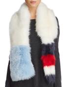 Cara New York Striped Faux Fur Stole With Tail