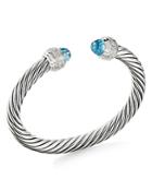 David Yurman Cable Bracelet With Blue Topaz & Diamonds