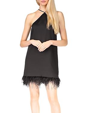 Michael Michael Kors Feather Trim Halter Dress