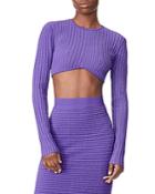Herve Leger Sheer Striped Cropped Top