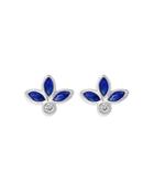 Bloomingdale's Blue Sapphire & Diamond Stud Earrings In 14k White Gold -100% Exclusive