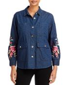 Johnny Was Sonya Cotton Embroidered Denim Shirt