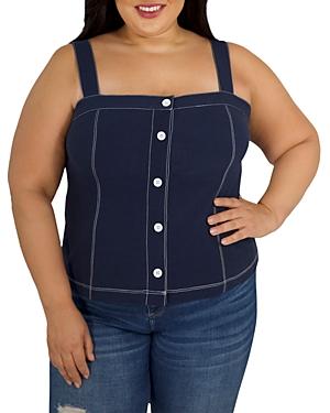 Maree Pour Toi Plus Square Neck Button Front Tank