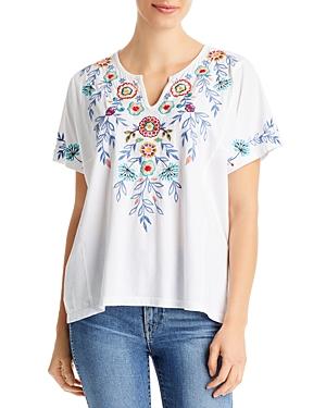 Johnny Was Sicilia Cotton Embroidered Tee