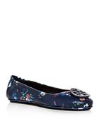 Tory Burch Women's Minnie Floral Leather Travel Ballet Flats