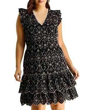 Estelle Plus Bellini Embroidered Ruffle Dress