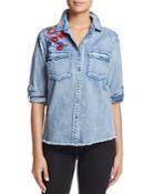 Billy T Embroidered Cotton Chambray Top