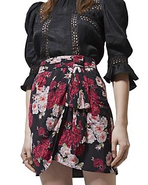 The Kooples Raspberry Shades Floral Print Skirt