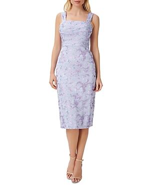 Aidan Mattox Pleated Metallic Jacquard Sheath Dress