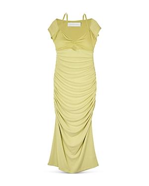 Jonathan Simkhai Ruched Cold Shoulder Cap Sleeve Dress