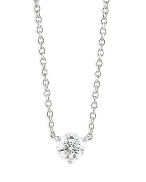 Lightbox Jewelry Lab-grown Diamond Solitaire Pendant Necklace In Sterling Silver, 0.37 Ct. T.w, 16-18