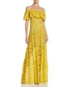 Dress The Population Reese Off-the-shoulder Lace Gown