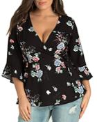 City Chic Plus Lovely Blooms Wrap Top