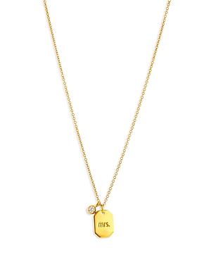 Nadri Golden Cubic Zirconia & Mrs. Tag Pendant Necklace, 16-18
