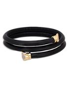 Marina B 18k Gold Trisolina Diamond Leather Coil Bracelet