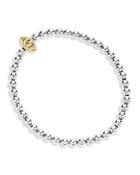 Lagos 18k Gold And Sterling Silver Stretch Bracelet With Caviar Icon Bars