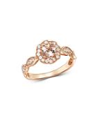 Bloomingdale's Morganite & Diamond Milgrain Cocktail Ring In 14k Rose Gold - 100% Exclusive