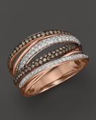 Brown And White Diamond Multi-row Ring In 14k Rose Gold, .55 Ct. Tw. - 100% Exclusive