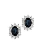 Bloomingdale's Classic Oval Blue Sapphire & Diamond Stud Earrings In 14k White Gold - 100% Exclusive