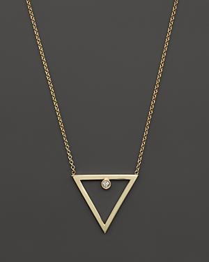 Zoe Chicco 14k Yellow Gold Diamond Open Triangle Necklace, 16
