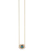 Suzanne Kalan 18k Yellow Gold Sleeping Beauty Diamond & Turquoise Eye Pendant Necklace, 18