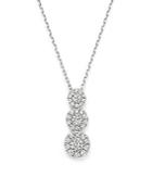 Diamond 3 Stone Pendant Necklace In 14k White Gold, .50 Ct. T.w.