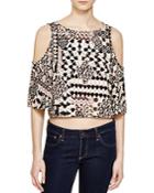 Romeo & Juliet Couture Cold Shoulder Geo Print Top - Compare At $118