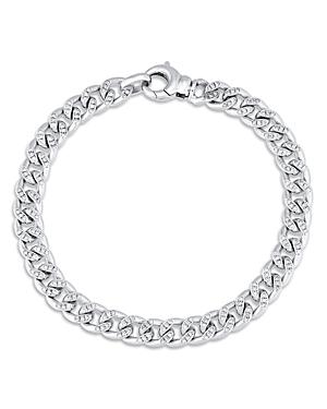 Alberto Amati Sterling Silver Diamond Curb Link Bracelet