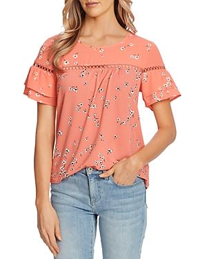 Cece Cascading Florets Print Blouse