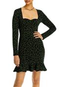 Aqua Leopard Jacquard Long Sleeve Dress - 100% Exclusive