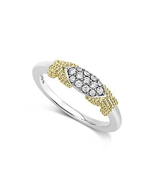 Lagos Sterling Silver & 18k Yellow Gold Caviar Lux Diamond Ring