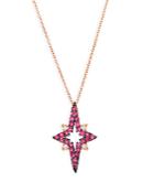 Bloomingdale's Ruby & Champagne Diamond Starburst Pendant Necklace In 14k Rose Gold, 18 - 100% Exclusive